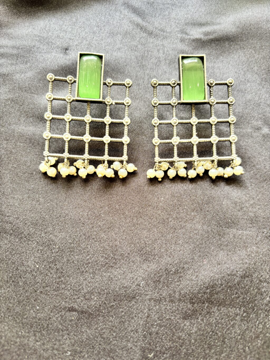Mint Grid Gleam Studs
