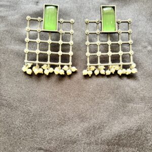 Mint Grid Gleam Studs