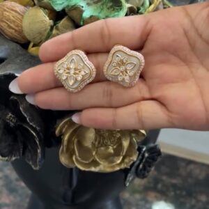 Aarohi Champagne Beige Polki Moissanite Stud Earrings