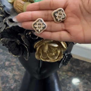 Aarohi Gray Polki Moissanite Stud Earrings