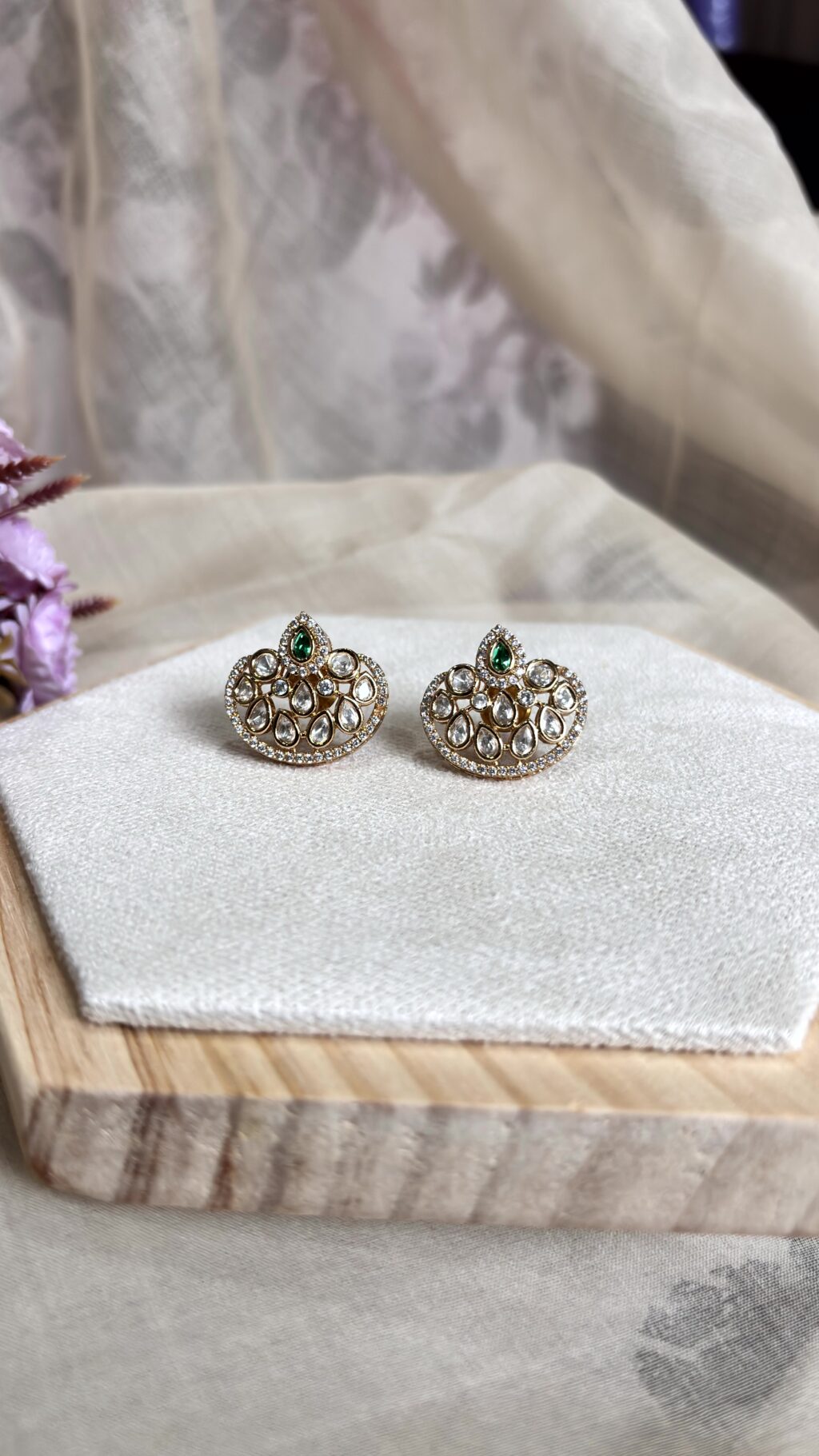 Kavya Pearl Floral Stud Earrings - Image 2