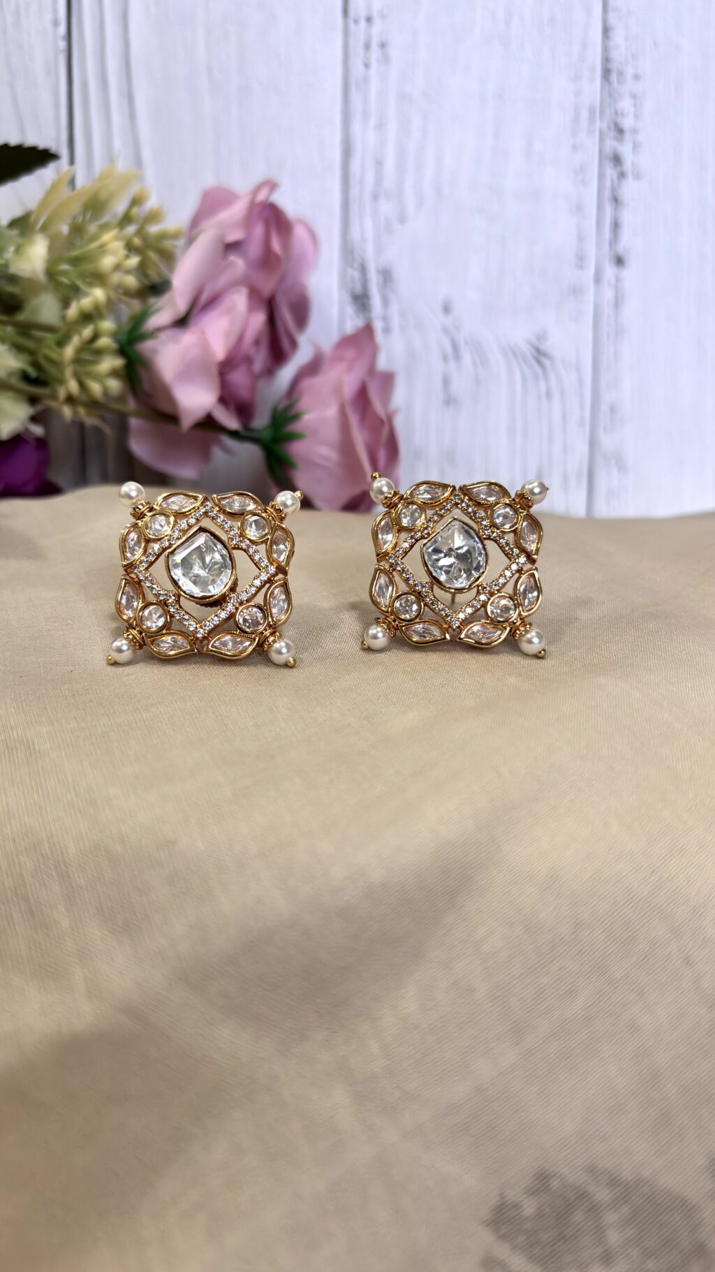 Zara Classic Polki Moissanite Studs - Image 2