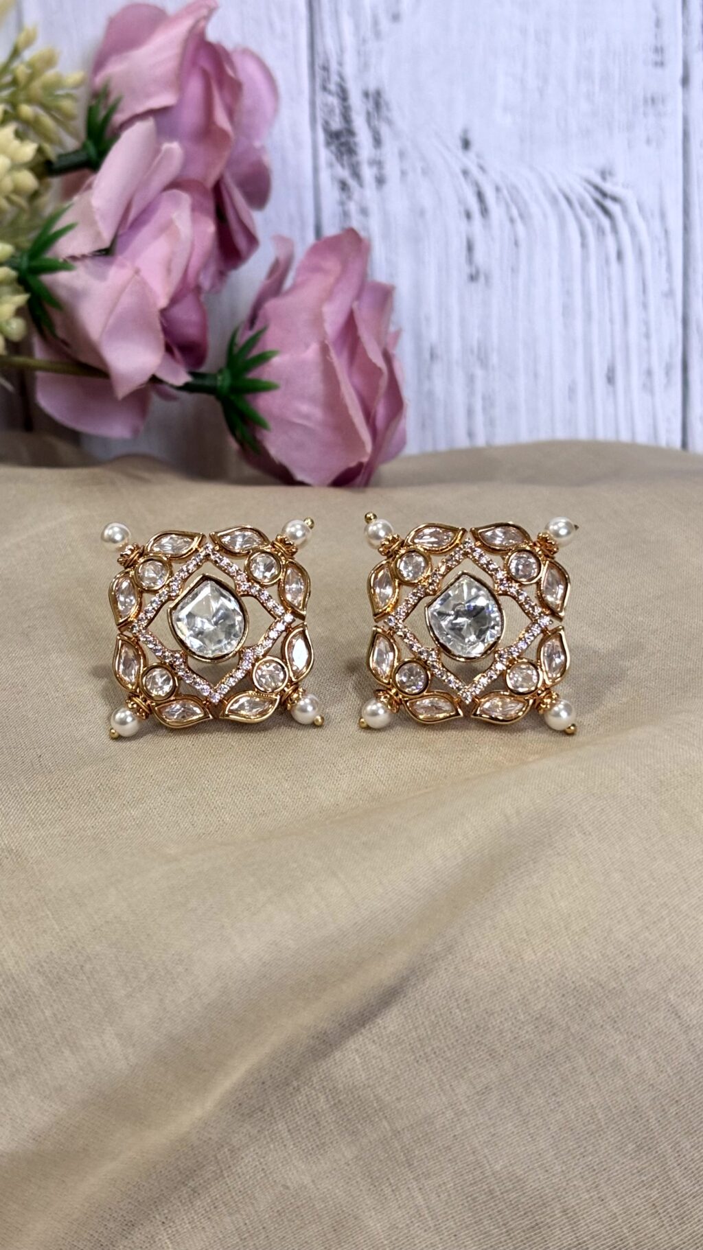 Zara Classic Polki Moissanite Studs - Image 4