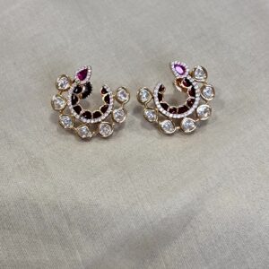 Ira Enamel Polki Moissanite Hoop Earrings