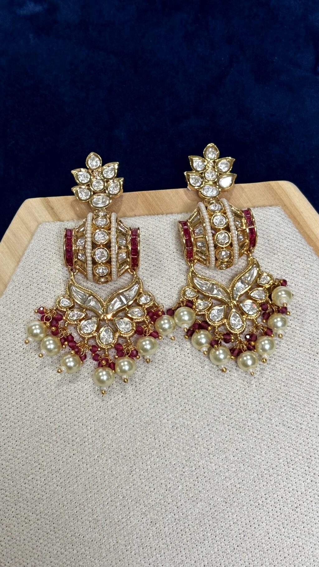 Reva Ruby Pearl Moissanite Danglers - Image 2
