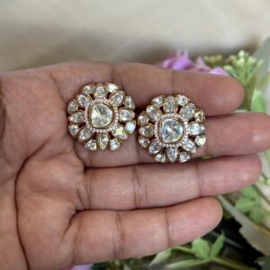 Rhea Floral Polki Moissanite Studs