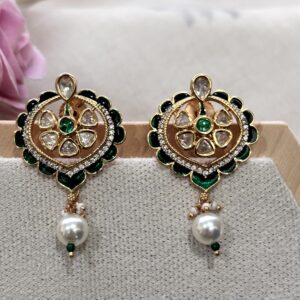 Kyra Green Polki Earrings