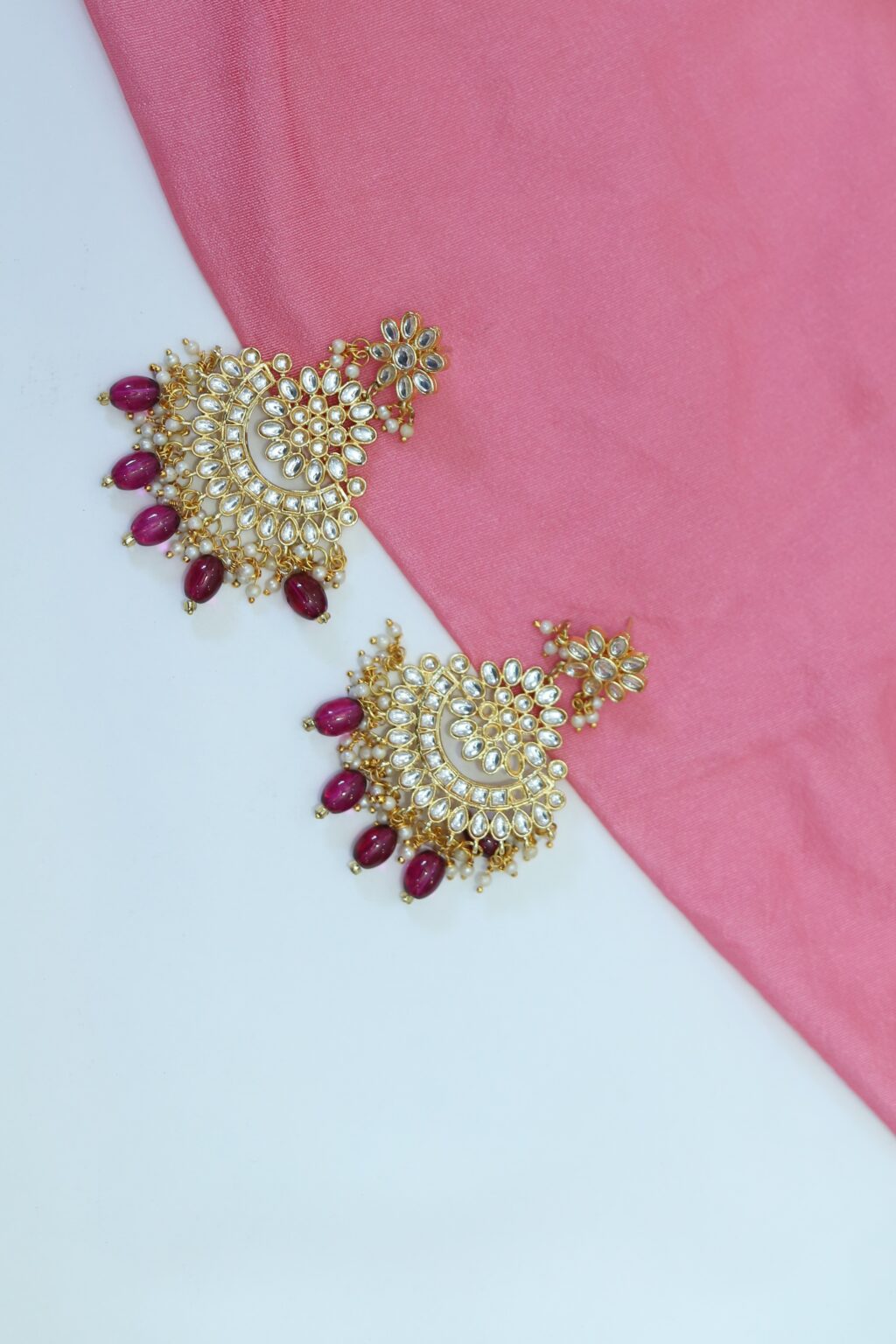 Ira Pearl Kundan Chandbali Earrings