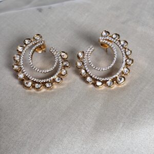 Kyra Statement Polki Moissanite Hoops