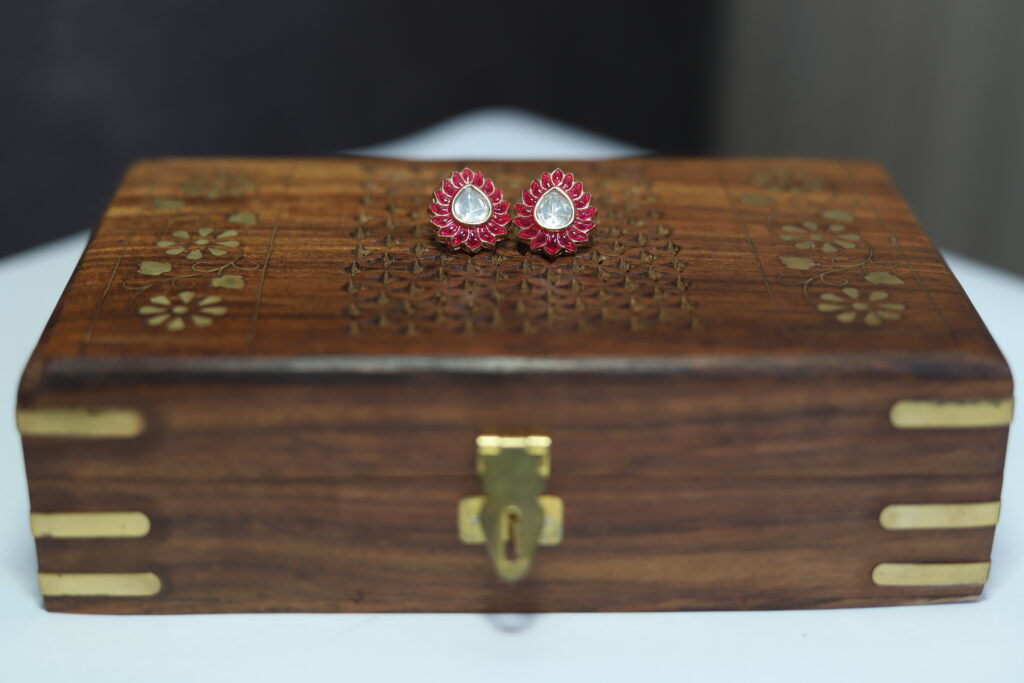 Ira Ruby Moissanite Stud Earrings - Image 2