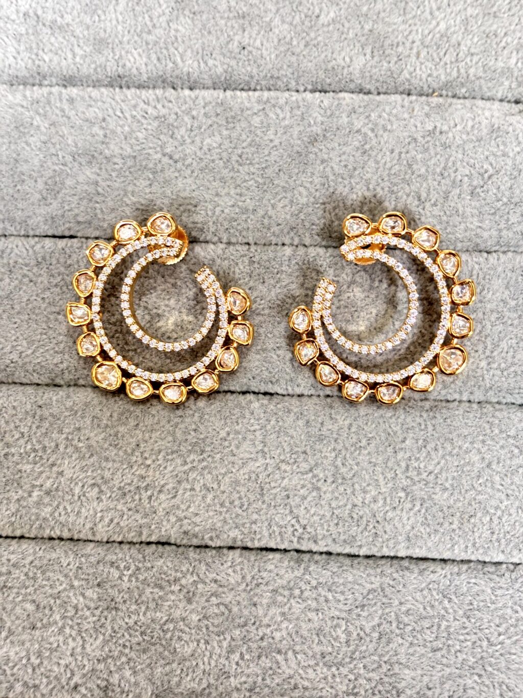 Kyra Statement Polki Moissanite Hoops - Image 3