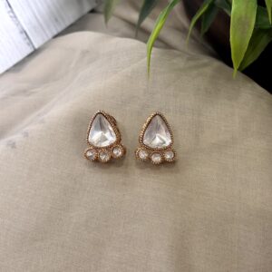 Simran Kundan Pearl Teardrop Studs