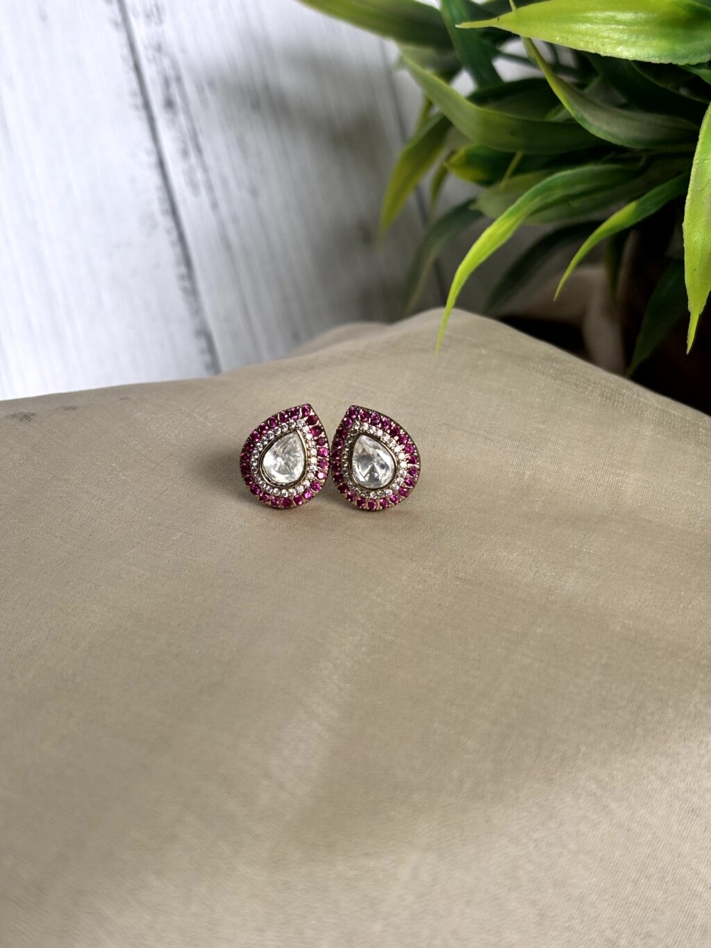 Ishita Ruby Kundan Teardrop Earrings