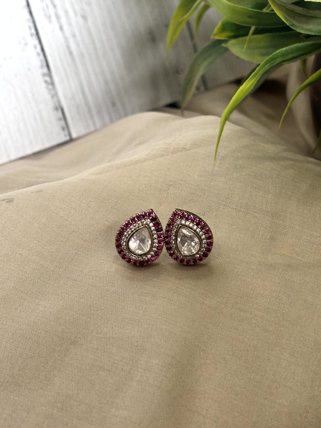 Ishita Ruby Kundan Teardrop Earrings - Image 3