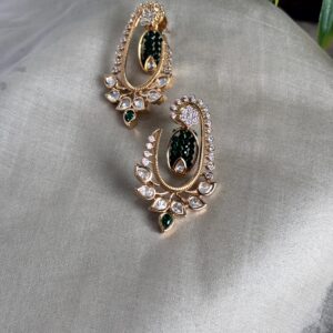 Meher Paisley Polki Moissanite Earrings