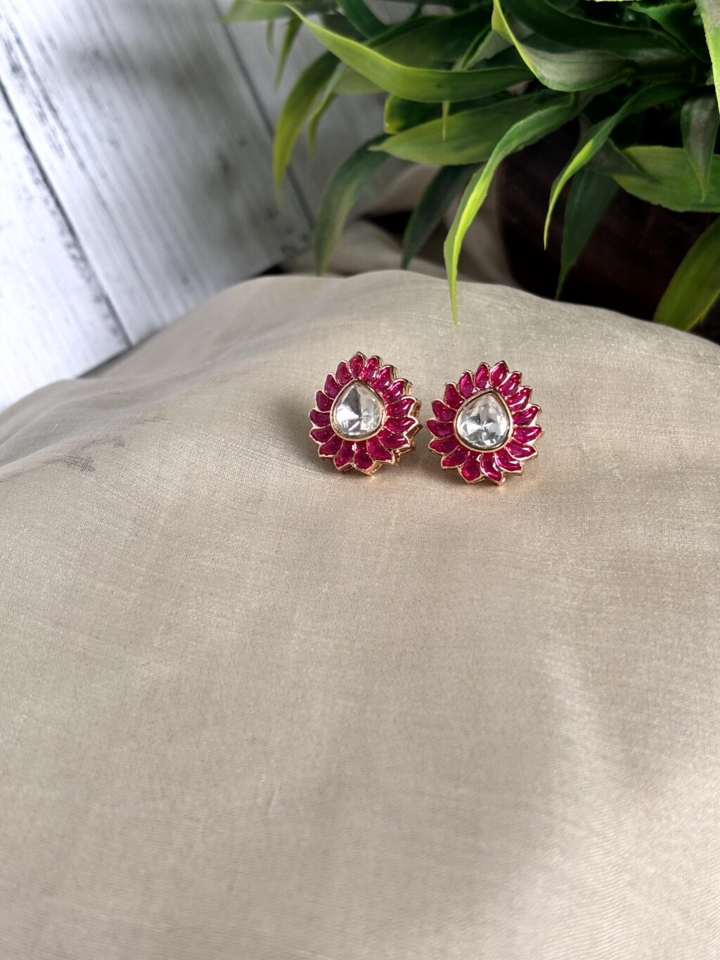 Ira Ruby Moissanite Stud Earrings