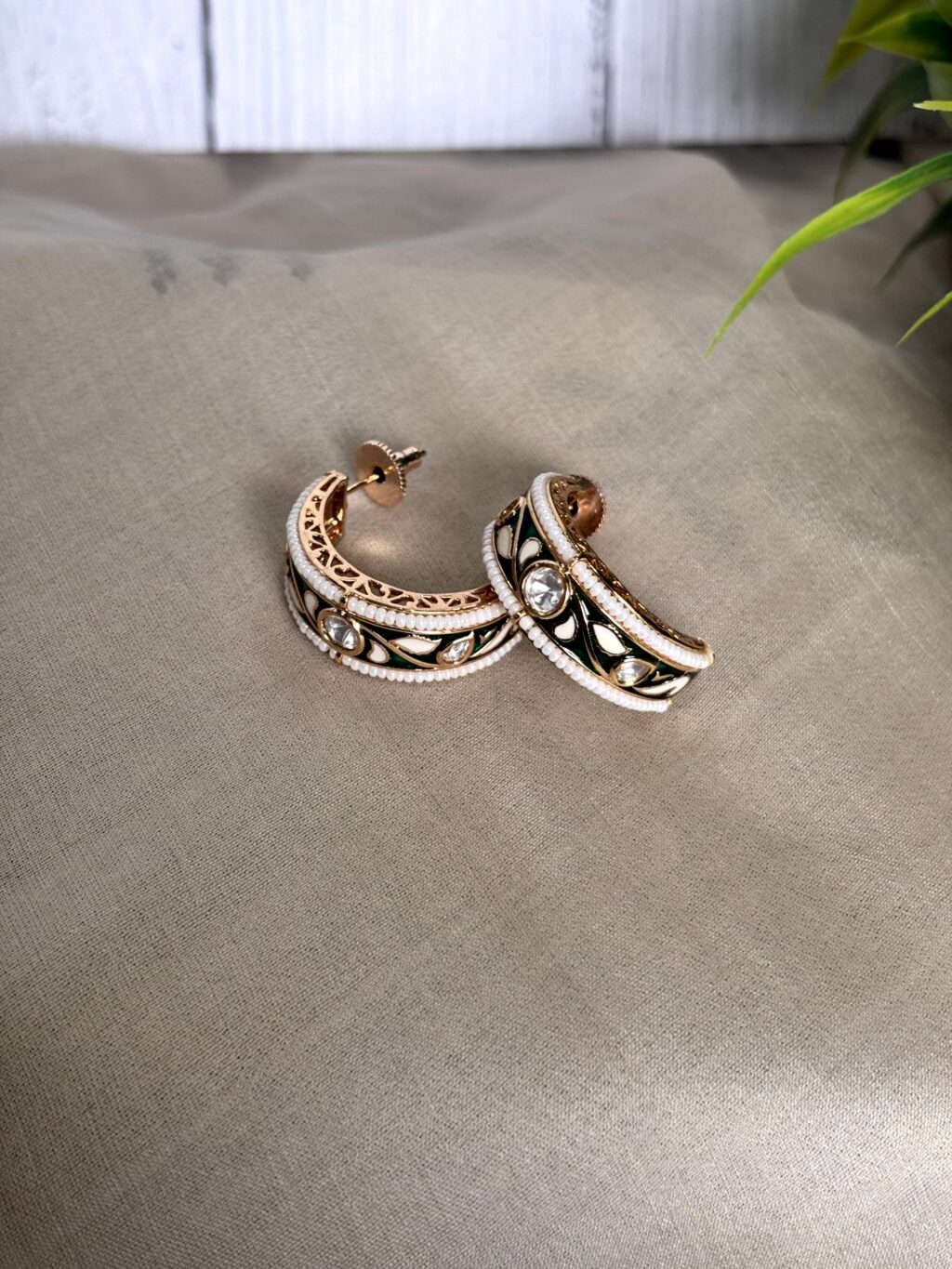 Amara Meenakari Moissanite Hoops - Image 3