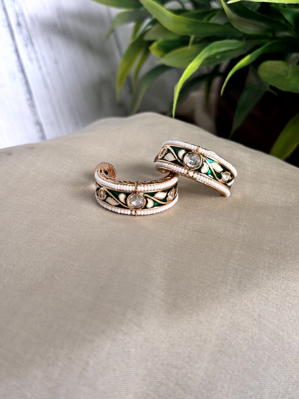 Amara Meenakari Moissanite Hoops