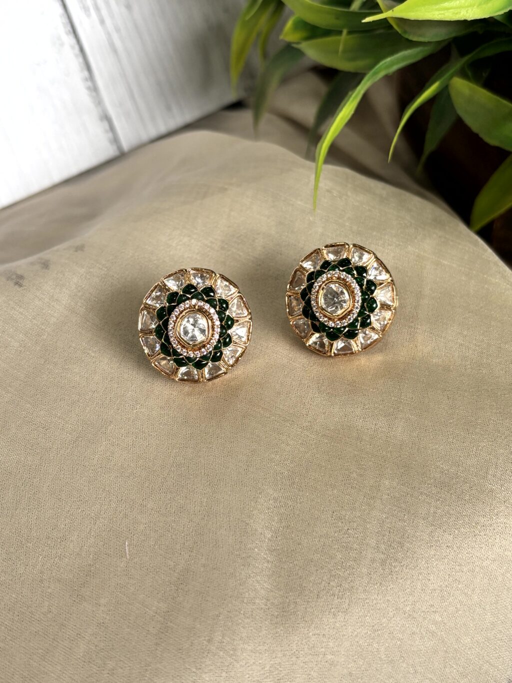 Rhea Polki Moissanite Studs