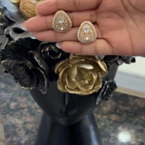 Anvi Milky Beige Polki Moissanite Stud Earrings