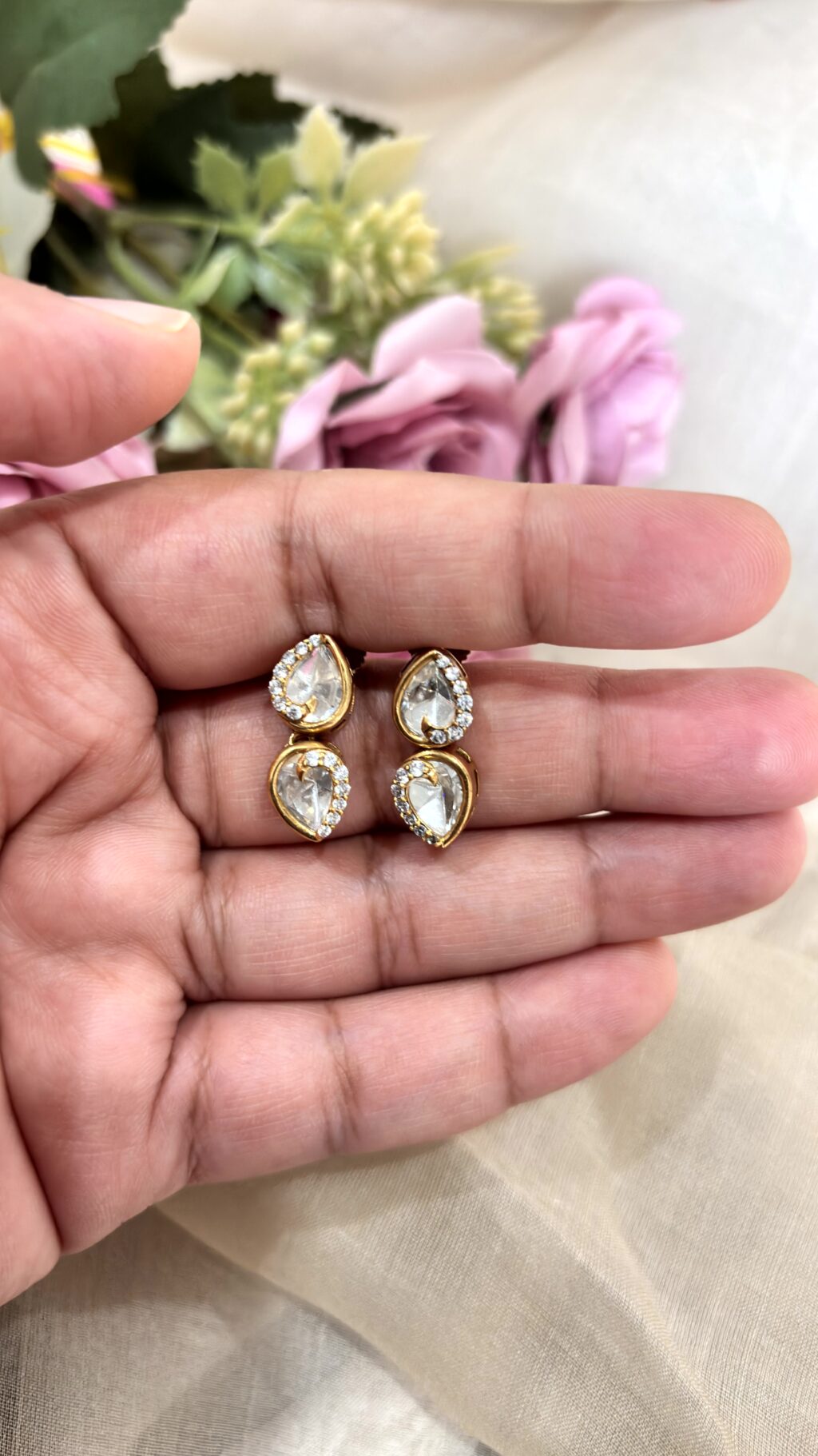 Prisha Moissanite Polki Wedding Jewelry Set - Image 5