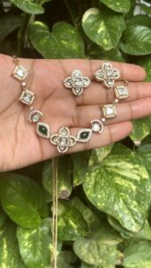 Avni Elegant Emerald Moissanite Necklace Set
