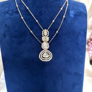 Ira Stylish Moissanite Double-Chain Necklace Set
