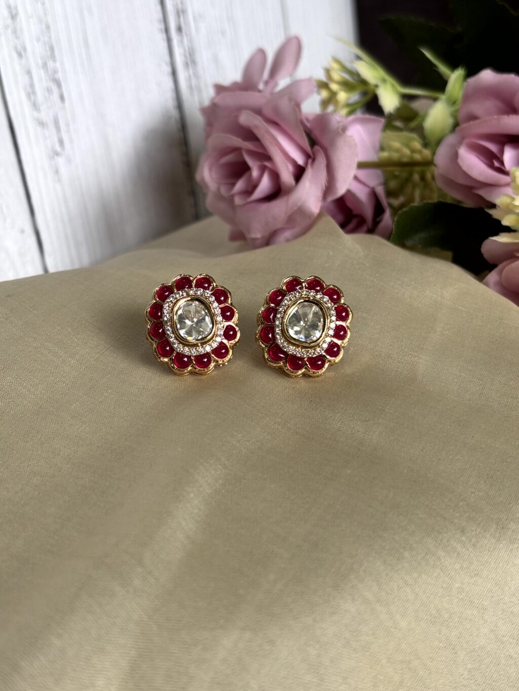 Aarohi Ruby Moissanite Polki Pendant Set - Image 3