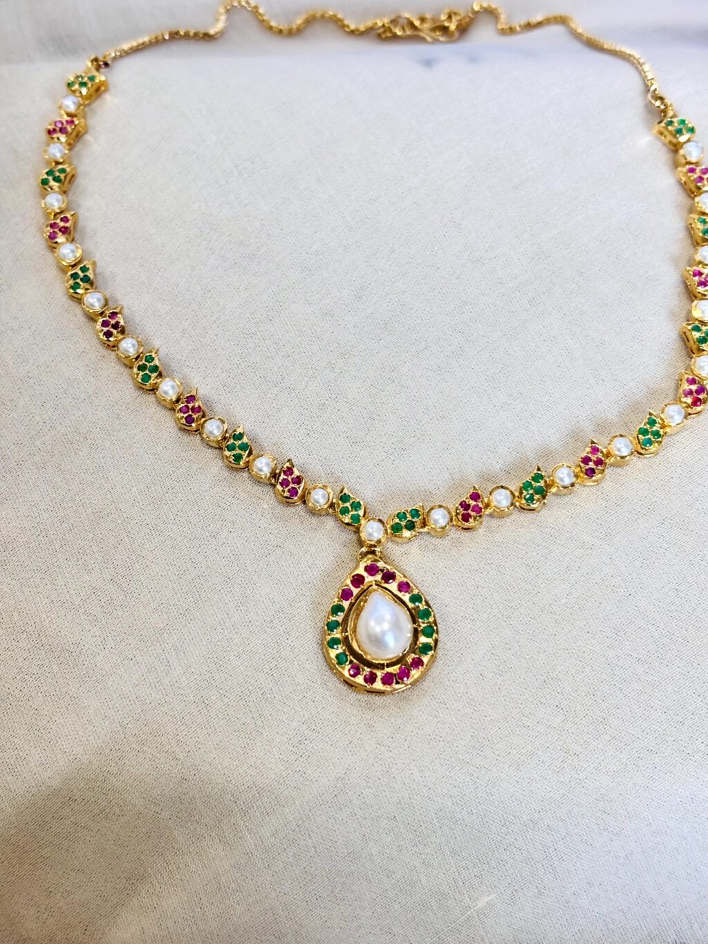 Diya Jadau Drop Necklace Set - Image 3