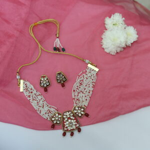 Meera Maroon Meenakari Kundan Necklace Set