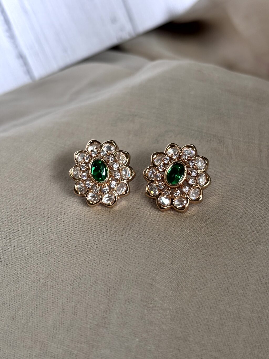 Meera Regal Moissanite Emerald Pendant Set - Image 2