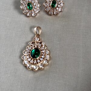 Meera Regal Moissanite Emerald Pendant Set