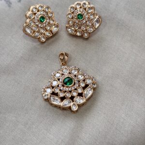 Riya Gardenia Moissanite Pendant & Earrings Set