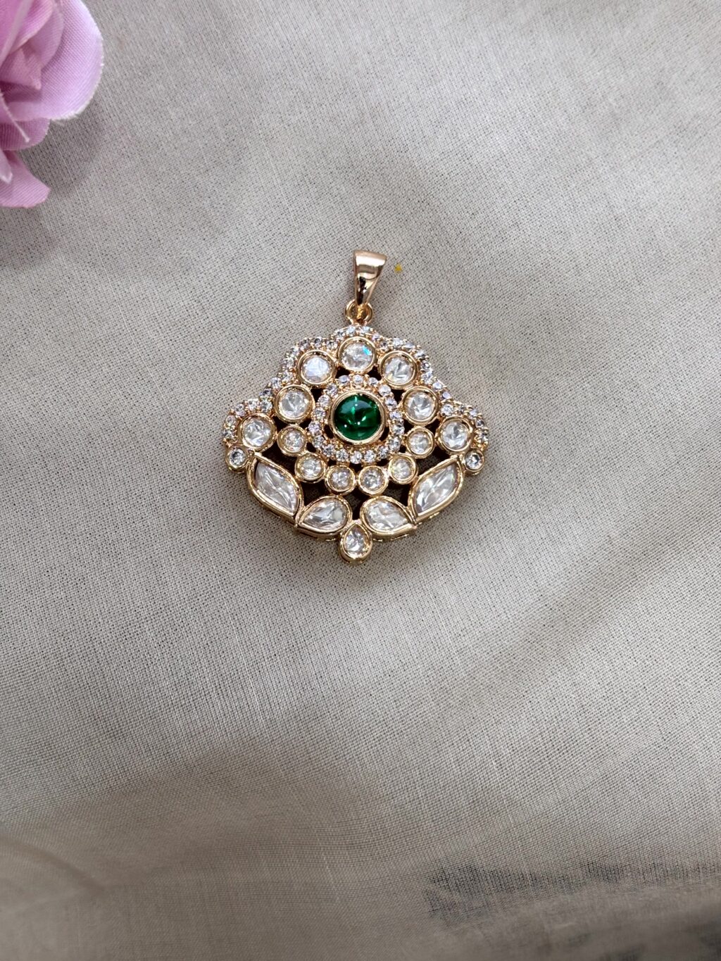 Riya Gardenia Moissanite Pendant & Earrings Set - Image 2