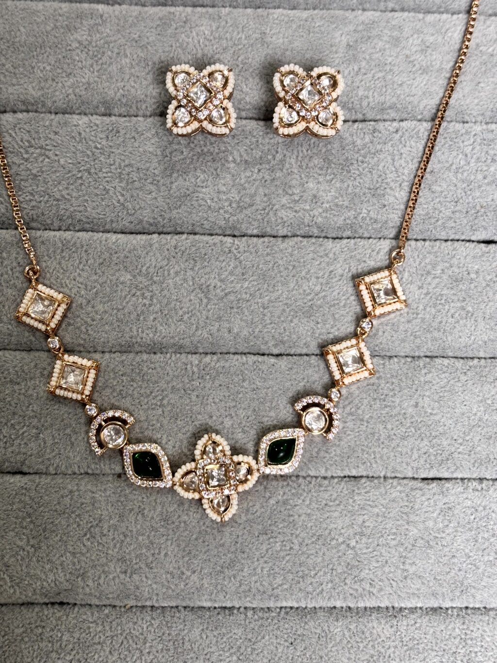 Avni Elegant Emerald Moissanite Necklace Set - Image 3