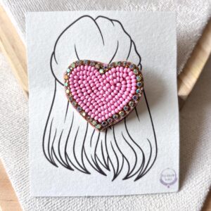 Pink Heart Beaded Clip for Girls
