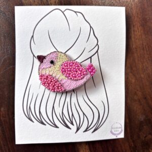 Pink Birdie Beaded Clip for Girls