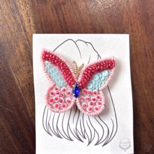 Pink Butterfly Beaded Clip for Girls