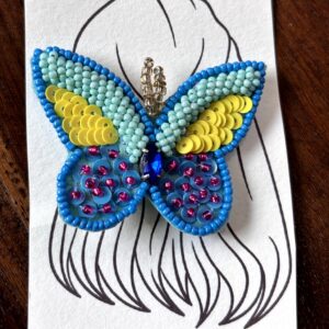 Blue Butterfly Beaded Clip for Girls