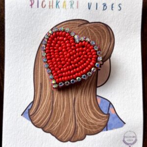 Red Heart Beaded Clip for Girls