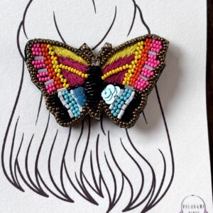 Black Colorful Butterfly Beaded Clip for Girls